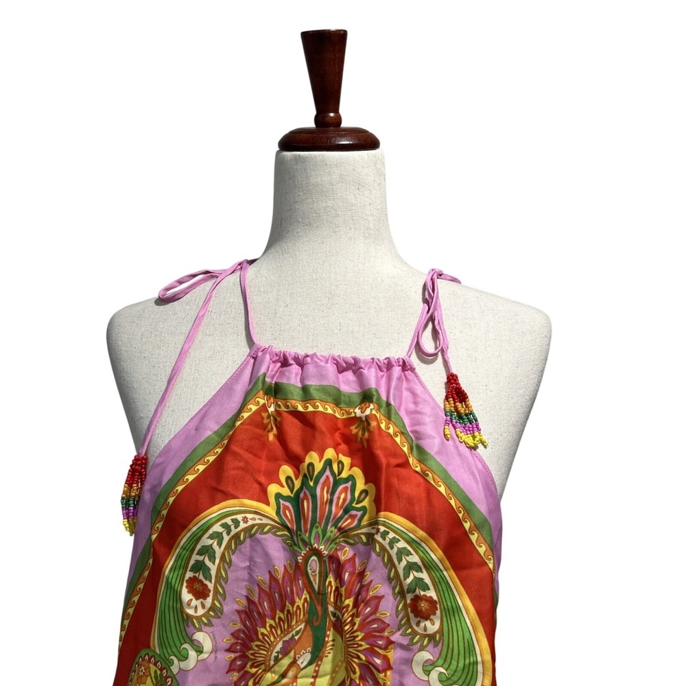 Farm Rio NWT Women's Beach Toucan's Scarf Multi Mini Dress Vacation Boho - Picture 4 of 12